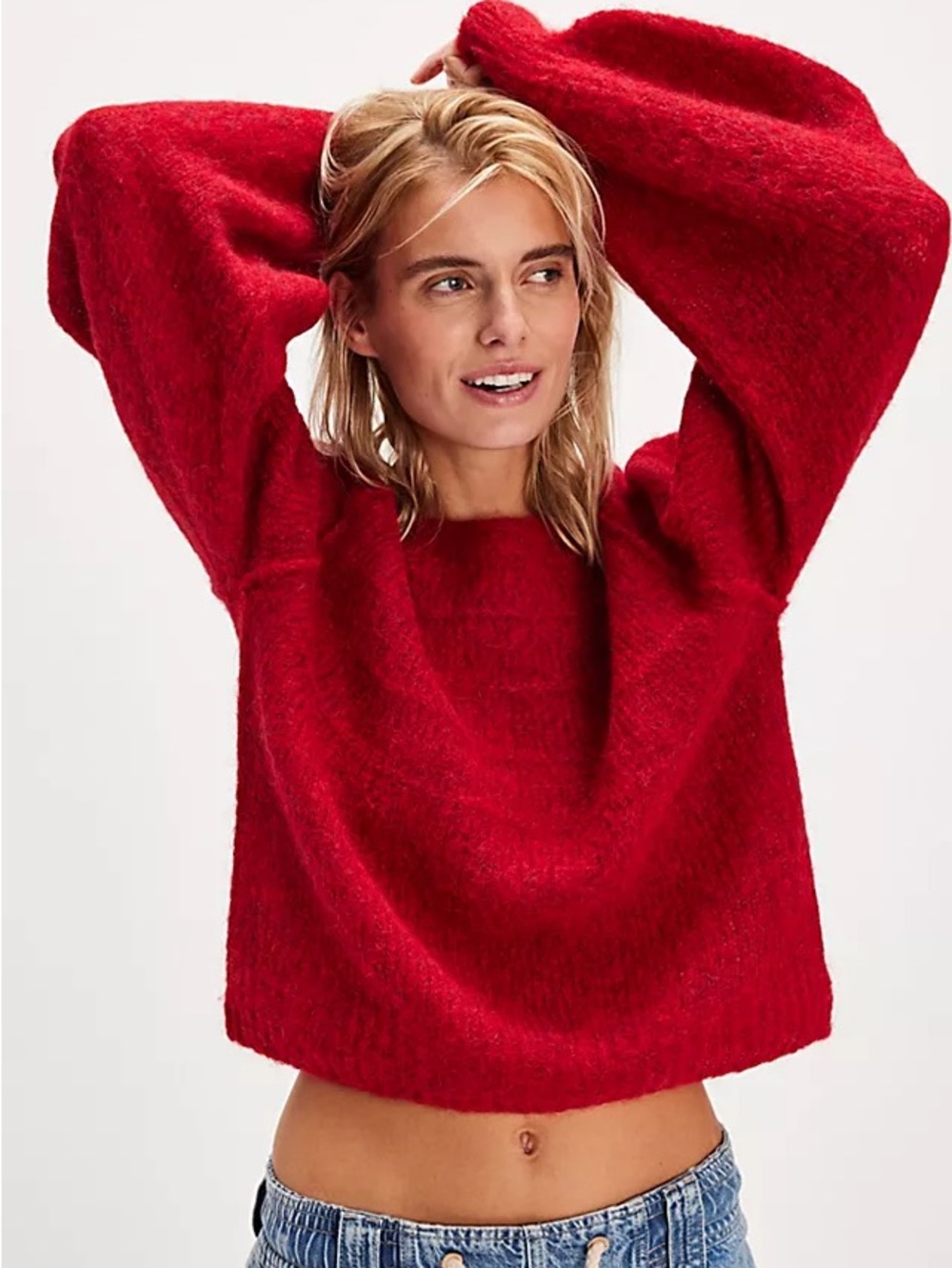 Free People Foxy Baby Alpaca Pullover Sweater | Red | Small | NWT